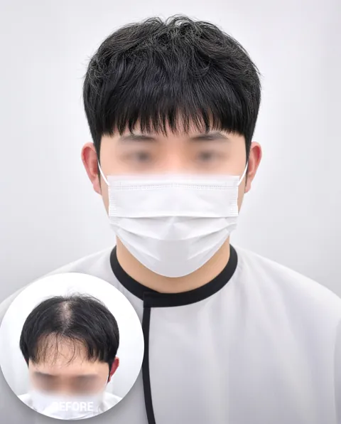 남성 단정한 짧은 스타일과 왼쪽 아래 이전 이미지