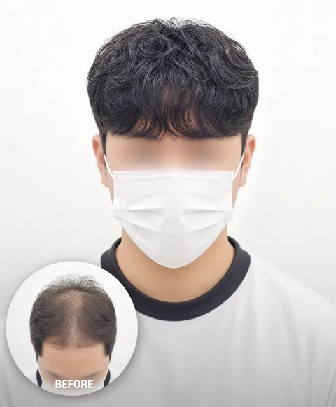 남성 부드러운 짧은 웨이브와 왼쪽 아래 이전 이미지